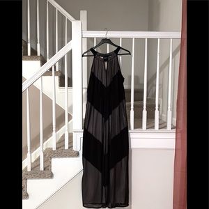 Black halter maxi dress